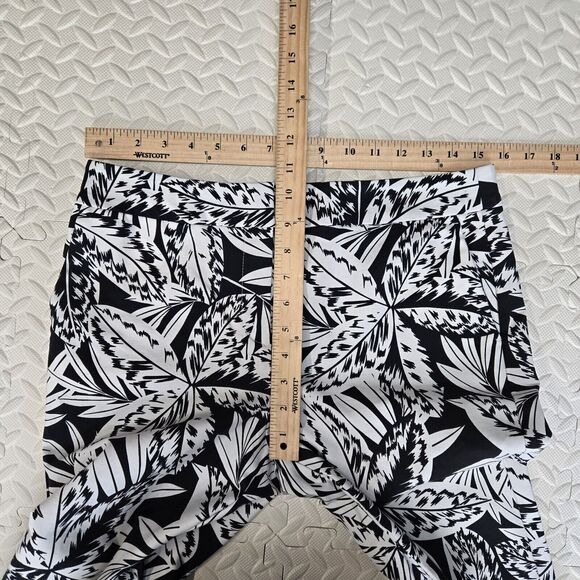 Boden Tropical Pants Womens 8 Black White Palm Tree Straight Leg Crop Resort - Picture 7 of 10